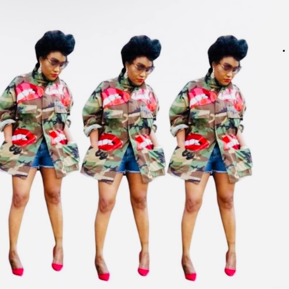 Camouflage Red Lip Utility Jacket